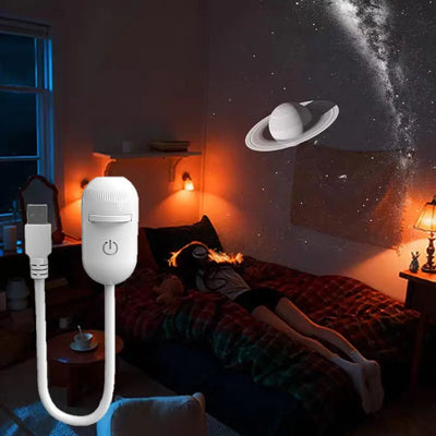 2-in-1 USB Galaxy Starry Sky Projector 360° Mini LED Atmosphere Night Light for Bedroom Home Indoor Decoration Kids Gift